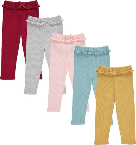 Cudlie Paquete de 5 pantalones deportivos para bebés y niñas pequeñas Pantalones de descanso, pantalones deportivos deportivos Joggers de moda