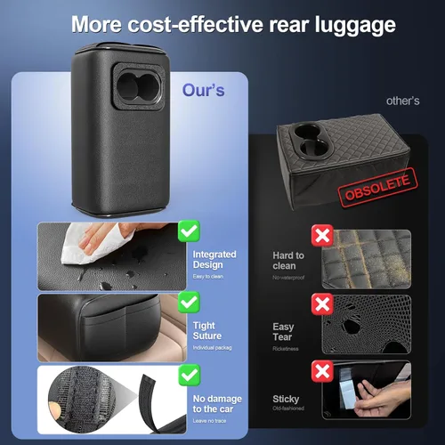 Miniatura 7 de Reposabrazos Trasero para Asiento de Coche 2 Filas Caja de Consola con Portavasos Universal Apoyabrazos para Asiento Trasero Caja de Consola