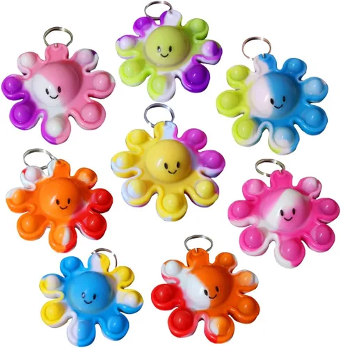 Miniatura 9 de Paquete de 30 mini llaveros de pulpo a granel, juguetes antiestrés para adolescentes y niños, suministros de fiesta de cumpleaños, premios de verano
