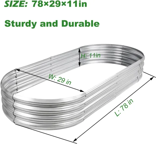 Miniatura 3 de Rakukiri Jardinera elevada con certificación GRS galvanizada para exteriores, maceta ovalada de metal resistente a la putrefacción de 6.5 pies, 1