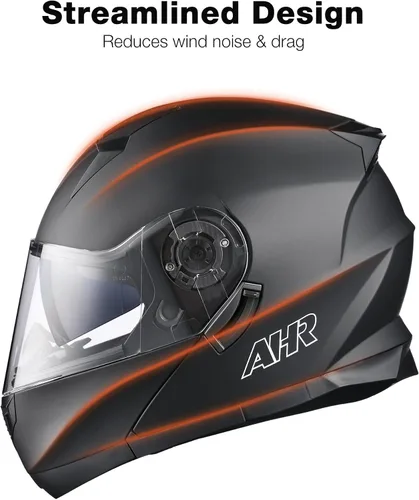 Miniatura 3 de AHR Casco de motocicleta de doble visera, modular abatible, casco de cara completa, aprobado por DOT, casco AHR Run-M1 y M3 para adultos, motos