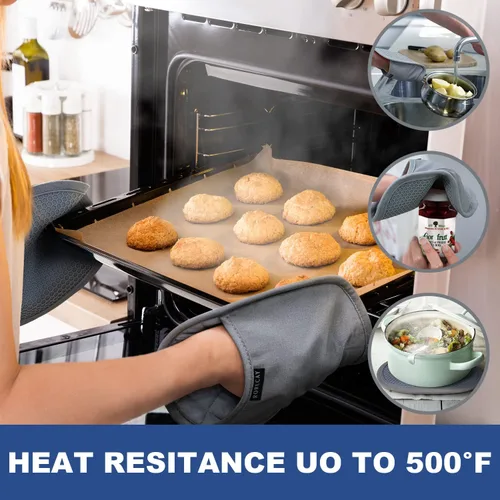Miniatura 2 de Paquete de 2 soportes de silicona para ollas de cocina resistentes al calor hasta 500 °F, almohadillas calientes grandes antideslizantes con Azul