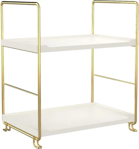 Repisa de 2 niveles para especias de cocina - Estante organizador apilable independiente para encimera de baño - Soporte organizador de cosméticos -