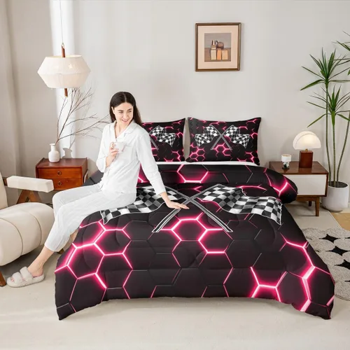 Miniatura 31 de Juego de ropa de cama Happy Camping de Homewish, tamaño individual, con diseño de osos cazadores y pinos, para niños, hombres, adultos, decoración
