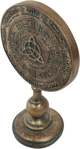 Miniatura 6 de Ebros Gift Wicca Paranormal Celta Sabbat Rune Symbols Triqueta Triquetra Knotwork Wheel of the Year Escritorio Figurine Stand Escultura Pagan Witch
