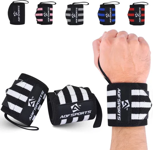 Miniatura 14 de AQF - Muñequeras para levantamiento de pesas - Aprobado por USPA e IPL, soporte de muñeca de 18 pulgadas para gimnasio con bucle para el pulgar