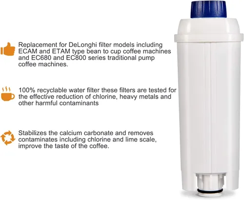 Miniatura 7 de Filtros de repuesto para máquina de café para filtro DeLonghi DLSC002, cartuchos de filtro de agua, ablandador de carbón activado, compatible