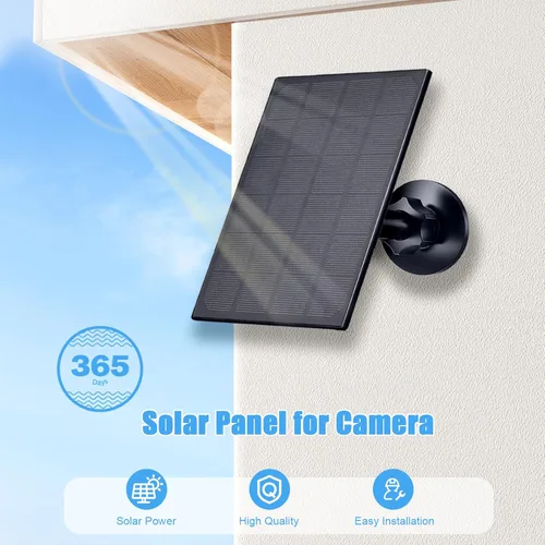 Miniatura 5 de Zivif Panel solar para cámara de seguridad, cargador solar de 2 W con puerto micro USB y USB-C para cámara de batería recargable, con soporte