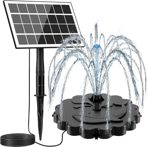 Miniatura 9 de Jutai Fuentes de baño eléctricas para pájaros que funcionan las 24 horas, bomba de fuente de agua silenciosa ajustable con luces LED para jardín