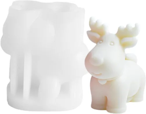 Moldes de silicona para velas de ciervos de Navidad 3D, molde de resina para decoración de fiestas en el hogar, hecho a mano, jabón, bomba de baño,