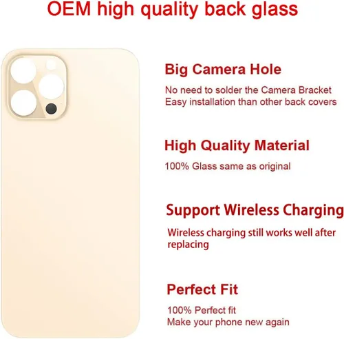 Miniatura 3 de Reemplazo de cristal trasero OEM para iPhone 12 Pro 6.1 pulgadas con kit de herramientas de reparación (dorado)