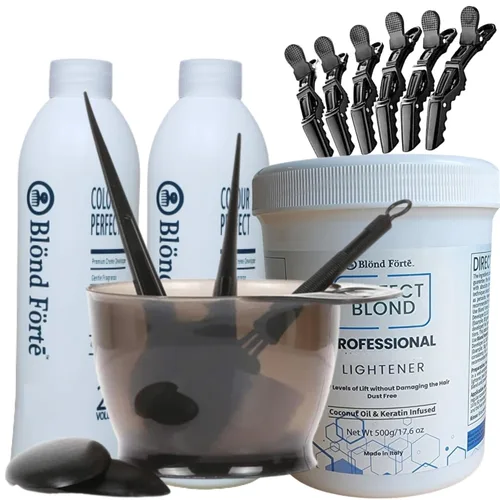 Perfect Blond - Kit de colorante de tinte para el cabello de 17 onzas/1.1 libras + paquete de revelador de 40 vols (polvo aclarador blanco)