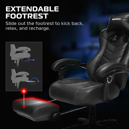 Miniatura 4 de RESPAWN 110 Pro Silla Ergonómica para Juegos con Reposapiés para Adultos - Cómoda Silla Reclinable de Oficina para Juegos con Soporte Lumbar