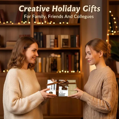Miniatura 3 de Kit de rincón de libros en miniatura para casa de muñecas, rompecabezas de madera 3D con luz, decoración de estantería de casa pequeña, construcción