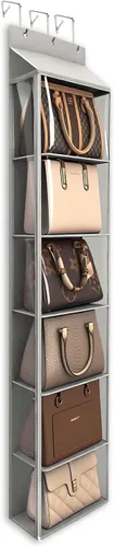Miniatura 12 de Lirex Organizador de bolso para colgar sobre la puerta y estante para el armario, organizador de almacenamiento de bolsos con colgador para bolsos.