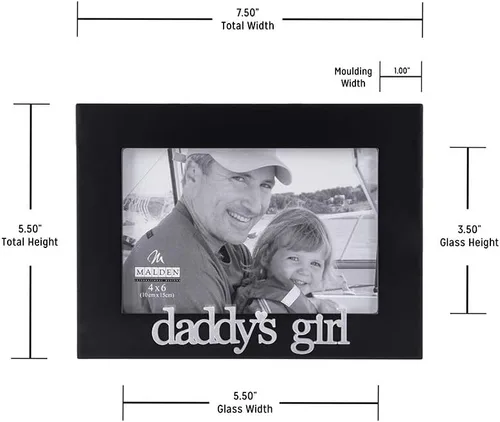 Miniatura 8 de Malden International Designs 4305-46 Daddy's Girl Expressions - Marco de fotos, 4 x 6 pulgadas, color negro