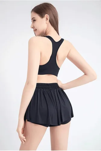 Miniatura 2 de Pantalones cortos fluidos, 2 en 1, con diseño de mariposa, pantalones cortos atléticos de cintura alta para mujer, entrenamiento, ciclismo, correr