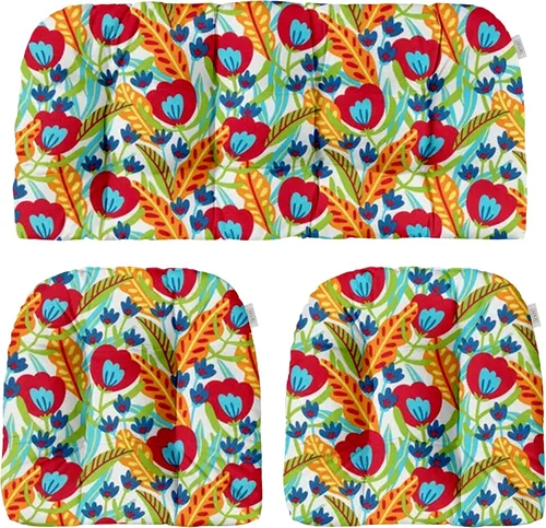 Resort Spa Home Decor Juego de 3 cojines de mimbre copetudos | 41 x 19 pulgadas y 19 x 19 pulgadas | Tela hilada para todo tipo de clima | Braymont