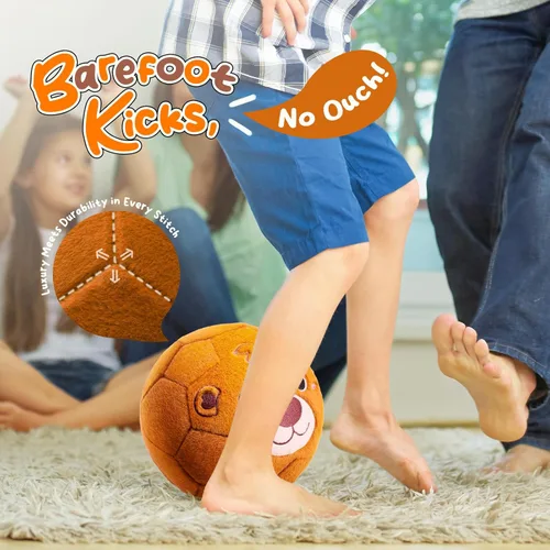 Miniatura 6 de VangeBow Pelotas de Fútbol Silenciosas de Interior para Niños Pequeños de 1-3 Años, Pelota de Fútbol Inflable de Felpa Suave para Bebés y Niños