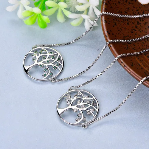 Miniatura 5 de YL Pulsera de árbol de plata de ley 925 con eslabones de árbol de la vida, joyería de piedra natal para mujer
