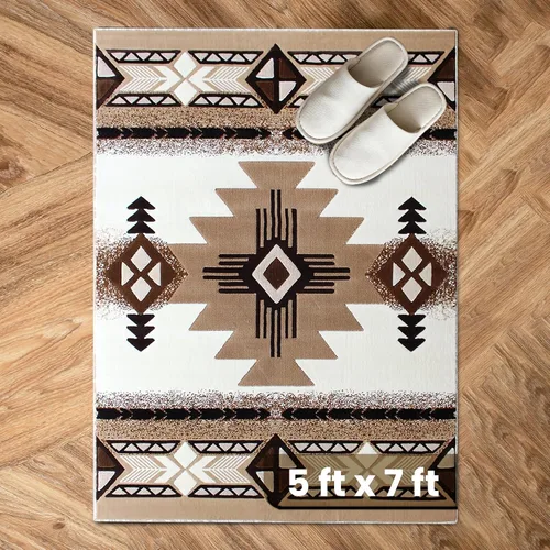 Miniatura 34 de YHSF South West - alfombra estilo nativo americano del suroeste C318 - fácil de limpiar, gruesa, suave, duradera, alfombra inspirada en tribus