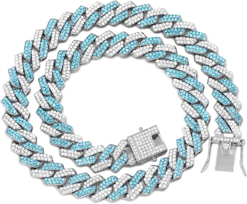 Miniatura 13 de Collar de cadena dorada para perro, collar cubano de diamantes para caminar, collar de cadena de metal con diseño de hebilla segura, collares