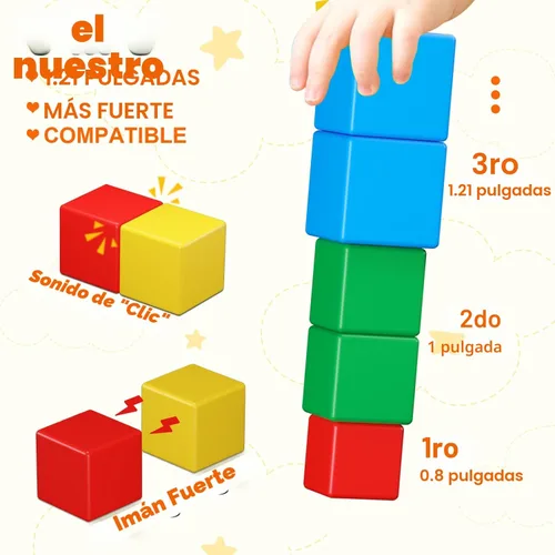 Miniatura 2 de Bloques magnéticos, 32 piezas de bloques magnéticos de construcción para niños de 3 a 5 años, cubos magnéticos, juguetes STEM, juguetes educativos