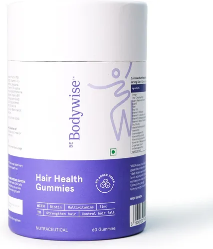 Be Bodywise Gomitas para el crecimiento del cabello con biotina para mujeres I sin azúcar I Vitaminas para la piel y las uñas I Biotina, zinc, ácido