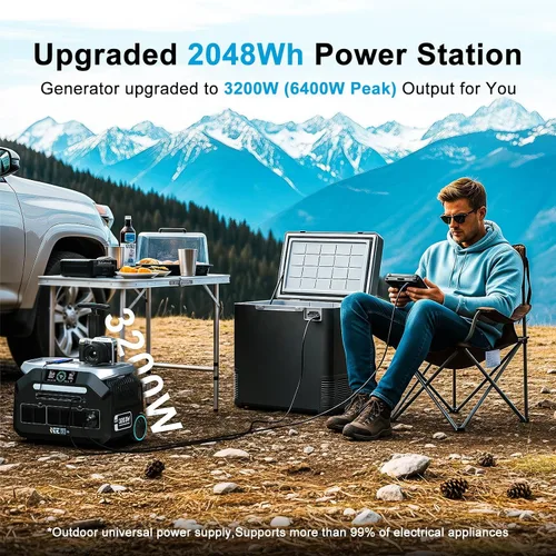 Miniatura 2 de Estación de energía portátil IEE de 3200 W P3200, generador solar de 2048 Wh, carga de CA de 1800 W y carga solar de 1000 W, estación de energía