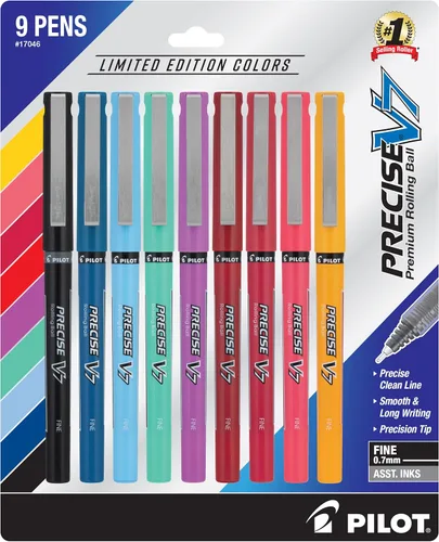 Pilot Precise V7 - Bolígrafos de tinta líquida con tapa de punta fina de 0.028 in, bolígrafos de colores, edición limitada, colores surtidos,