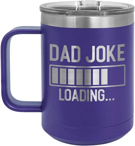 Miniatura 14 de DAD JOKE LOADING Taza de café roja de 15 oz con tapa deslizante Taza de café de viaje aislada Ideas de regalos del día del padre de hijo o hija
