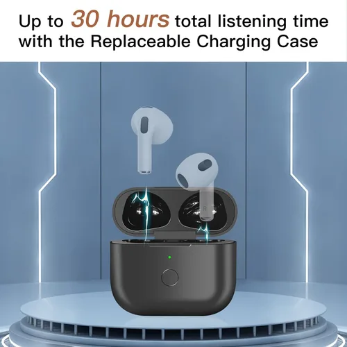 Miniatura 4 de Funda de carga inalámbrica de repuesto compatible con AirPod de 3ª generación, funda de cargador Air Pod 3 con botón de sincronización de Negro