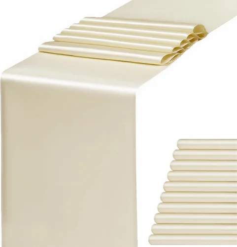 Miniatura 11 de Paquete de 10 caminos de mesa de satén rosa claro de 12 x 108 pulgadas - WENSINL camino de mesa rosa claro para fiesta, boda, cumpleaños, banquete
