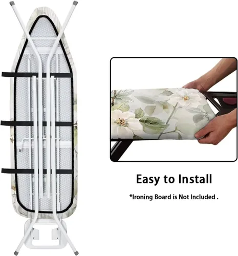 Miniatura 5 de Funda floral a prueba de arañazos para tablas de planchar de tamaño estándar, reflectante, con 3 ganchos y bucles para decoración de tablas de 15 x
