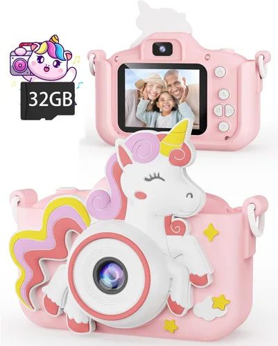 Kikapabi Cámara de juguete de unicornio para niños, niñas y niños de 3 a 8 años, regalos de Navidad y cumpleaños para niñas de 3, 4, 5, 6, 7, 8