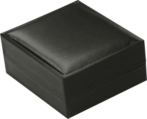 Miniatura 4 de Juego de collar y aretes de color negro, caja de regalo de lujo, suave al tacto, piel sintética, material de collar, cadena colgante, caja
