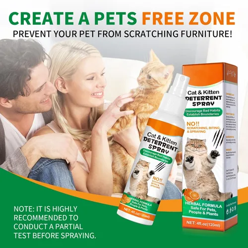 Miniatura 7 de Spray disuasorio para gatos para interiores y exteriores, paquete de 2 – Repelente natural para evitar arañazos y marcas de orina en muebles, sofás