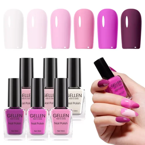 Miniatura 21 de GELLEN Juego de Esmalte de Uñas en 4 Colores Negro, Blanco, Gris & Base y Capa Superior, Esmalte de Uñas de Tendencia Otoño/Invierno Negro, Blanco