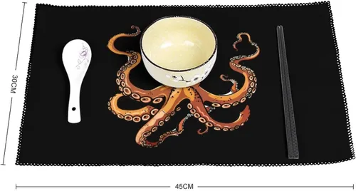 Miniatura 2 de Cephalopod Octopus Placemats Set of 6 Resistant Table Mats Washable Place Mats for Dinner Party Table Decoration