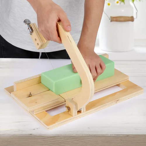 Miniatura 4 de Alambre cortador de jabón ajustable, cortador de jabón de madera para hacer jabón hecho a mano, velas, recortar queso, herramienta de fabricación