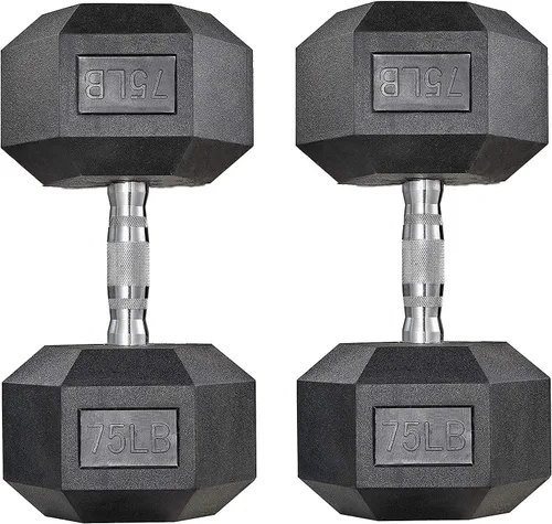 Miniatura 11 de LIFERUN Juego de 2 mancuernas hexagonales de hierro fundido con revestimiento de goma, 30 a 85 libras, mancuernas libres