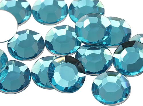 Diamantes de imitación acrílicos Blue Aqua H109 de 0.591 in con parte trasera plana para cosplay, gemas de plástico, adornos de joyería,