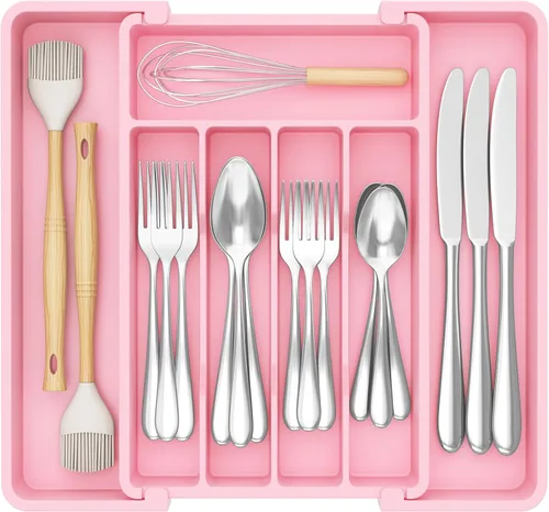 Miniatura 32 de Lifewit Organizador de cajones de cubiertos, bandeja expandible para utensilios de cocina, soporte para vajilla y cubiertos libre de BPA