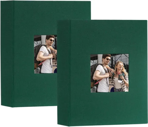 Miniatura 35 de Artmag Mini álbum de fotos de 4 x 6 pulgadas, 50 bolsillos, paquete de 2, cubierta de lino con ventana frontal, capacidad para 100 fotos verticales