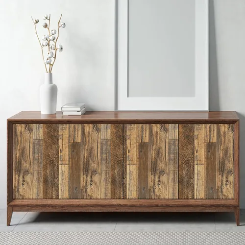 Miniatura 4 de Decoroom Papel tapiz de madera para despegar y pegar de 17.7 x 394 pulgadas, papel de pared de madera envejecido Marrón