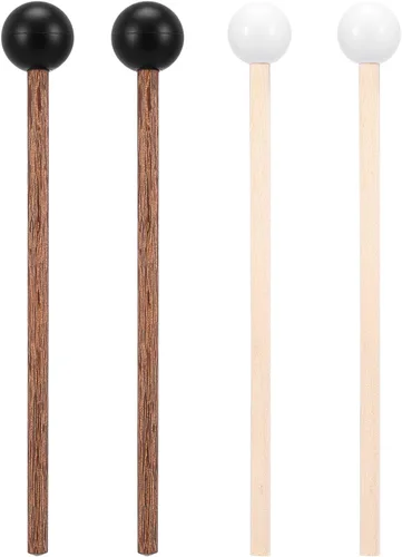 Miniatura 8 de 4 mazos de tambor de lengua de acero, palitos de tambor de goma pequeños de 5.9 pulgadas para xilófono, instrumentos musicales, mazo, mango