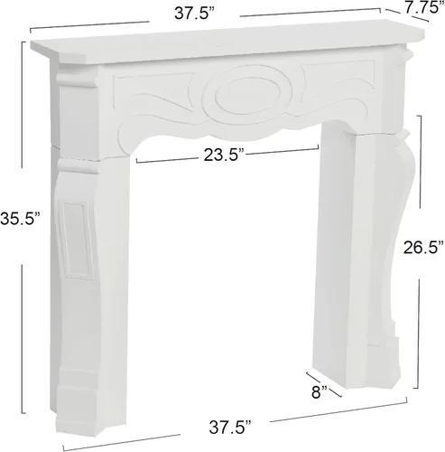Miniatura 2 de Creative Co-Op Pequeña chimenea decorativa victoriana, blanca pintable plana Blanco