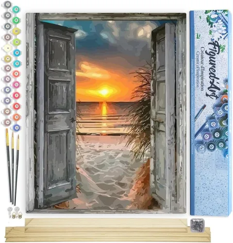 Miniatura 18 de Figured'Art - Juego de pintura por números, lienzo enrollado sin marco, para manualidades, para adultos, 16 x 20 pulgadas, jarrón de peonías