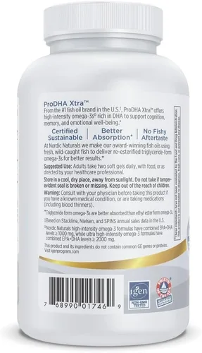 Miniatura 3 de Nordic Naturals ProDHA 1000, Fresa - 120 geles blandos - 1660 mg Omega-3 - Fórmula DHA de alta intensidad para la salud neurológica, estado de ánimo