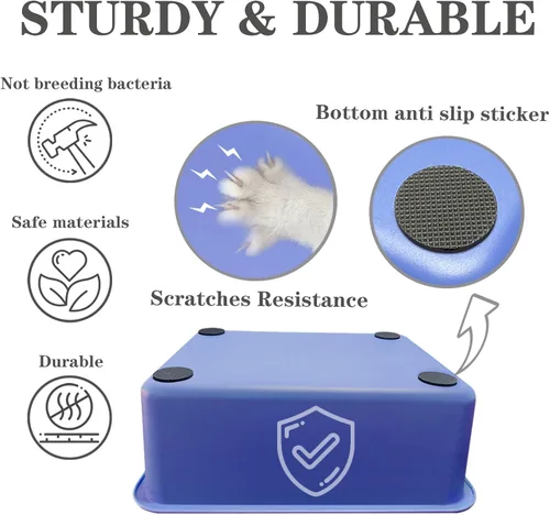 Miniatura 5 de Caja de arena de acero inoxidable para gatos, caja de arena metálica de alta cara, bandeja abierta extragrande, a prueba de óxido, antiadherente